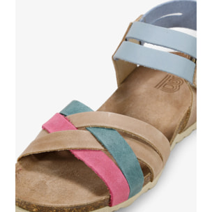 Sandalias con cuña de piel multicolor