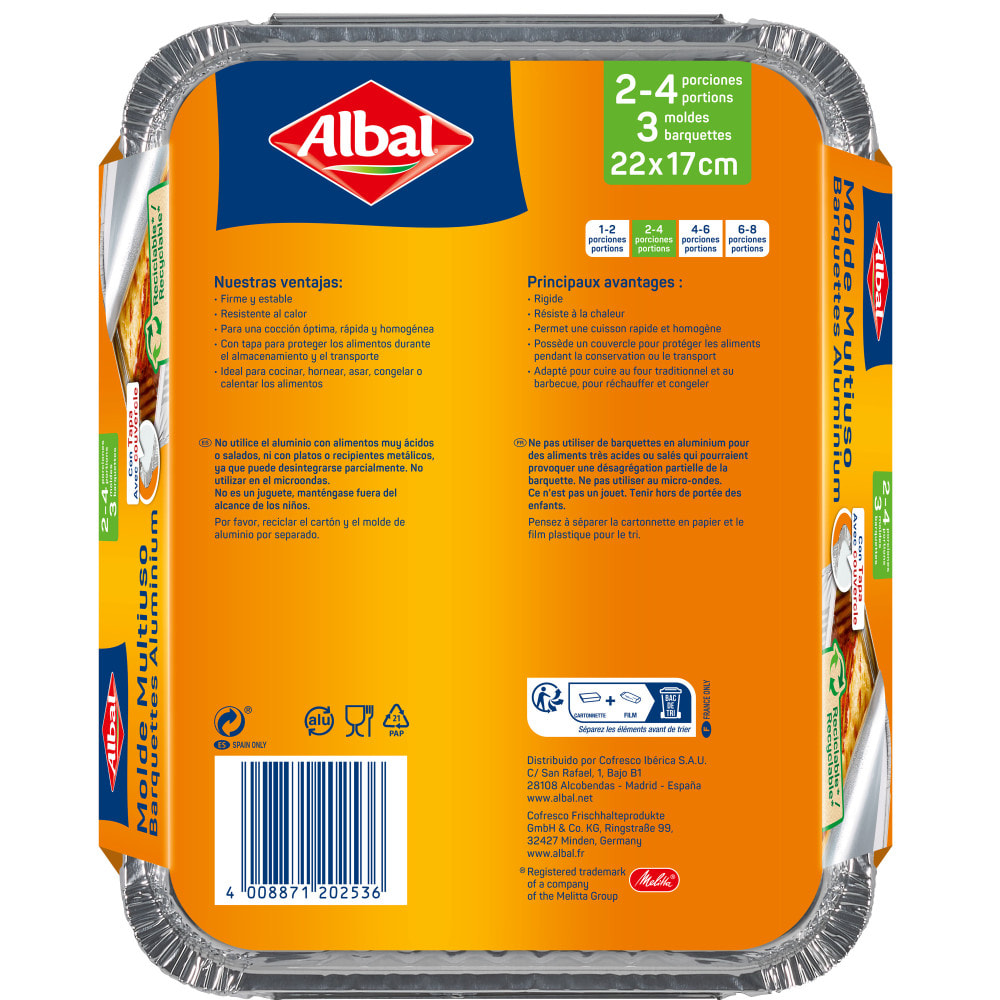 4x3 Barquettes Aluminium 1 Litre (Congélateur & Four) Albal