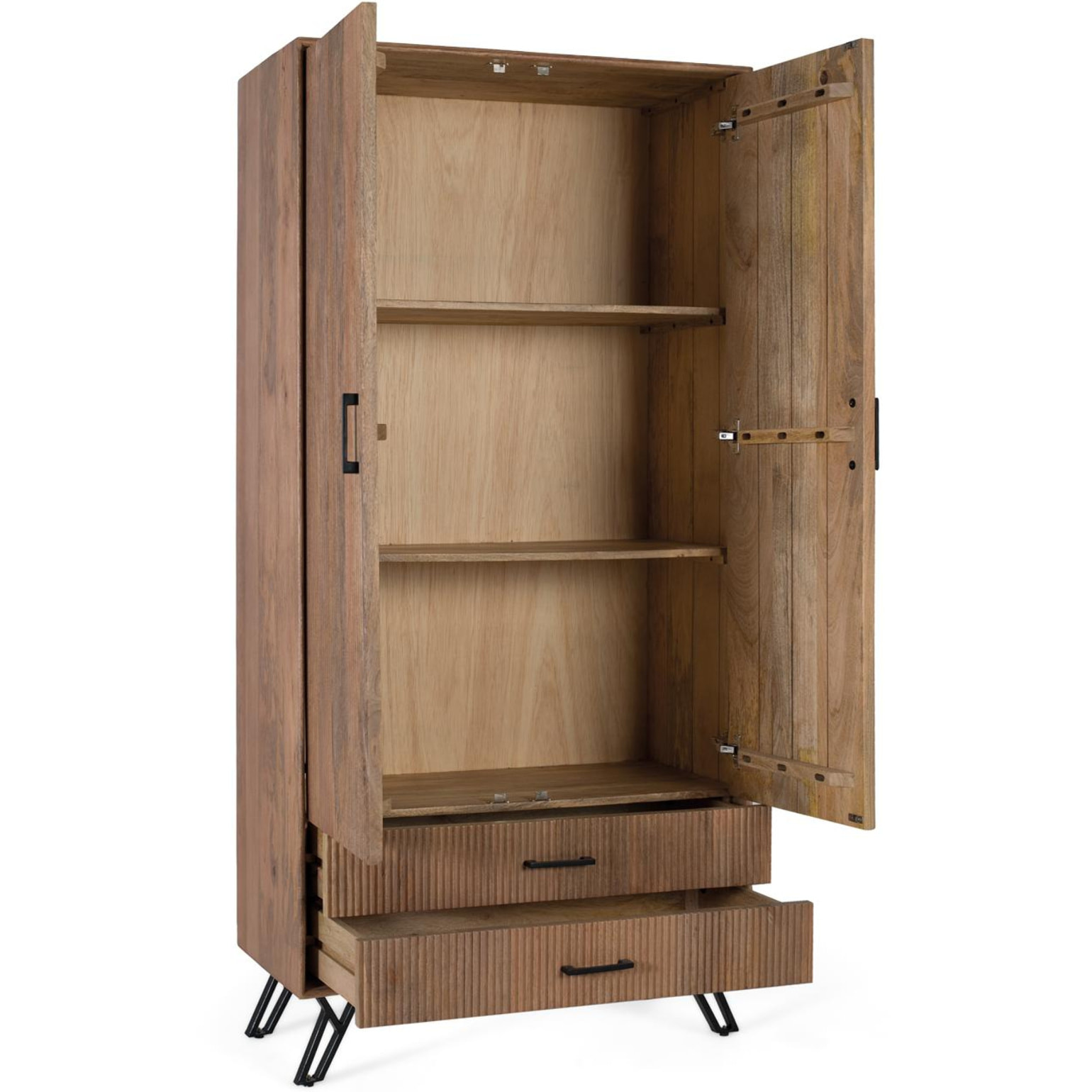 Armario de Madera de Mango 90 Cm Estilo Rústico Moderno