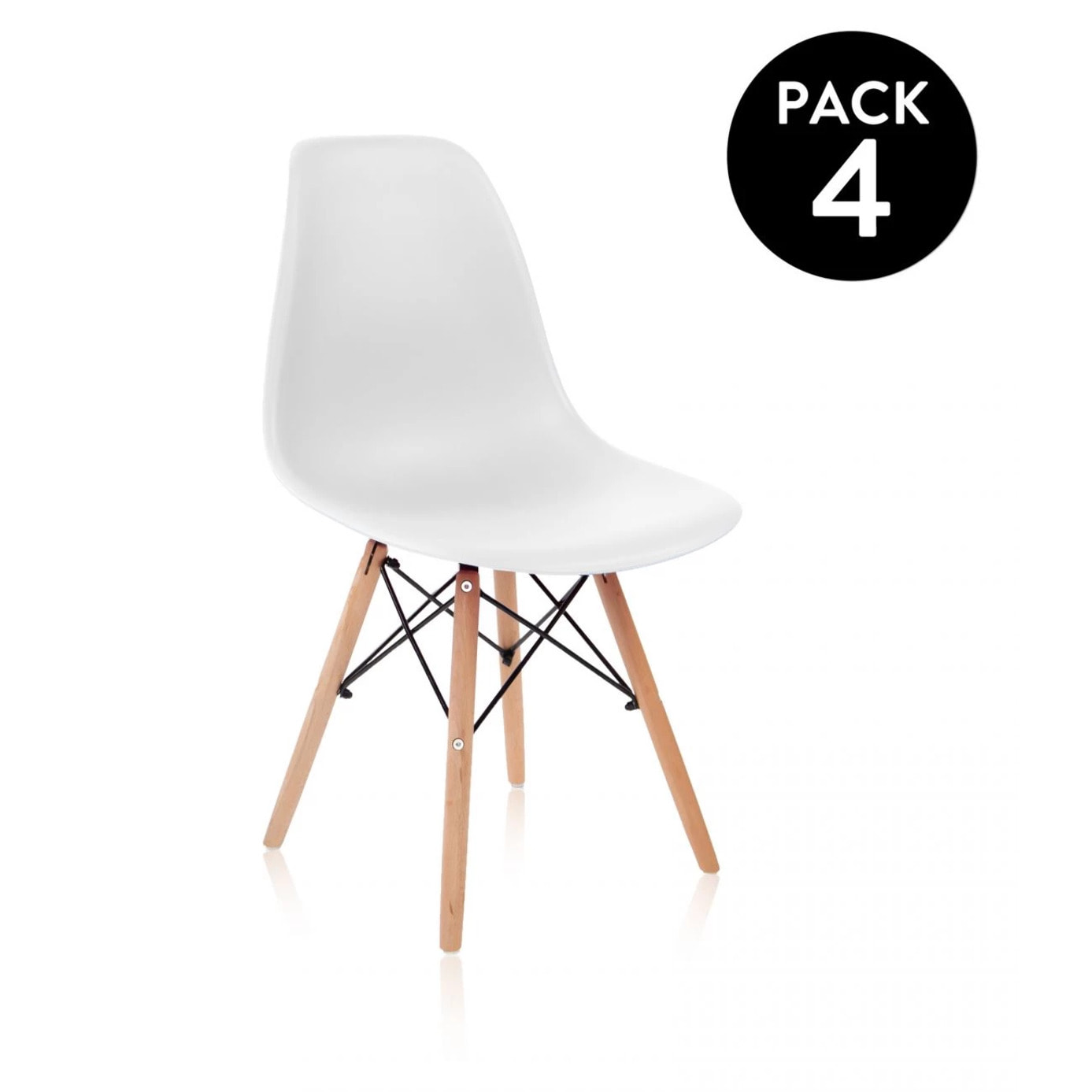 Pack 4 sillas Tower Wood Blanco