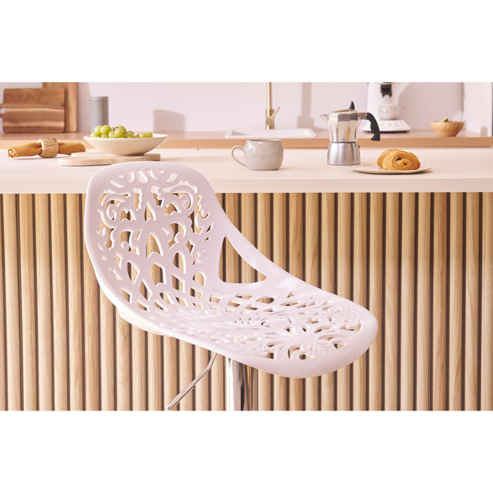 Tabourets de bar design avec motif baroque blanc (lot de 2) BAROCCA