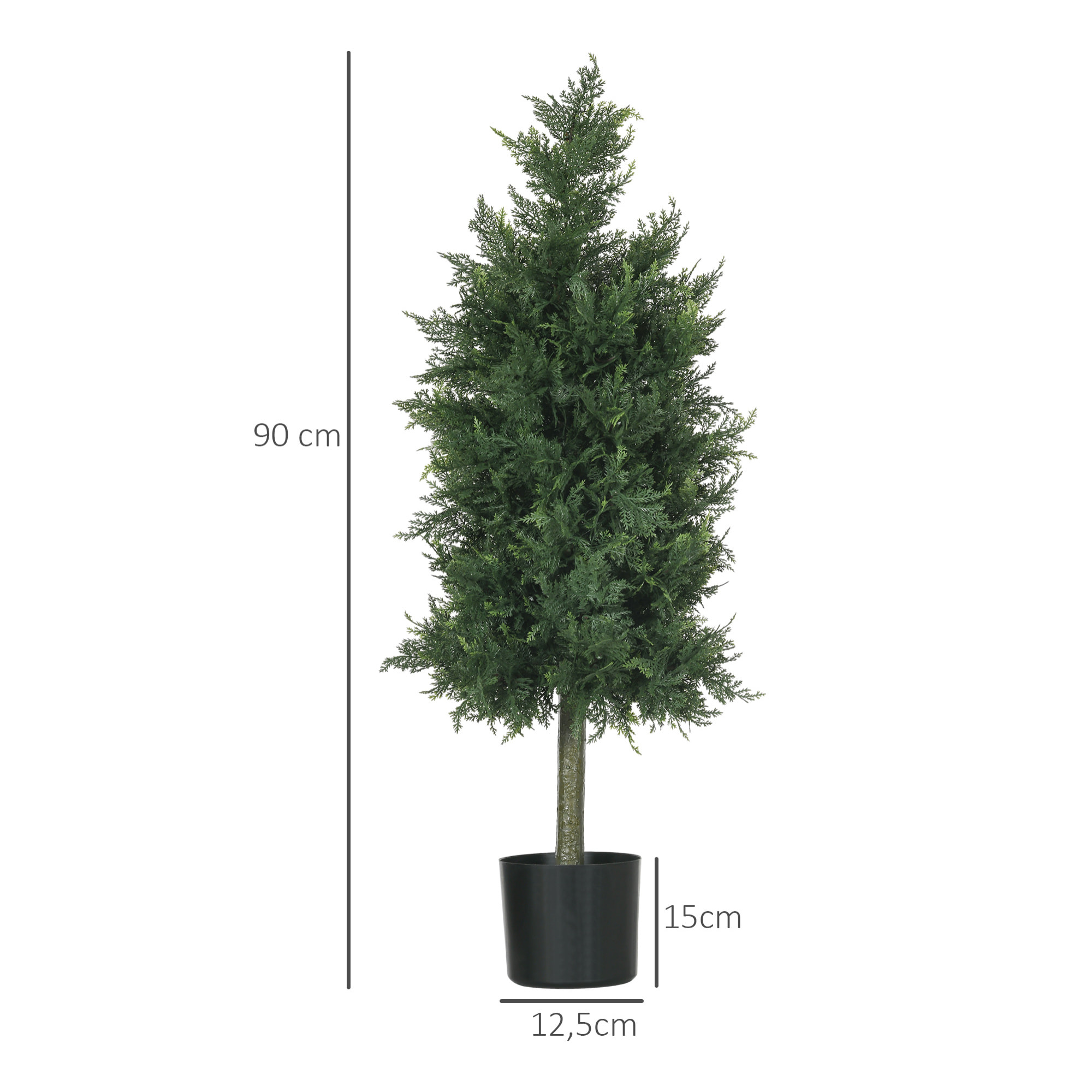 Lot de 2 plantes artificielles sapins cèdre H. 90 cm grand réalisme pot inclus