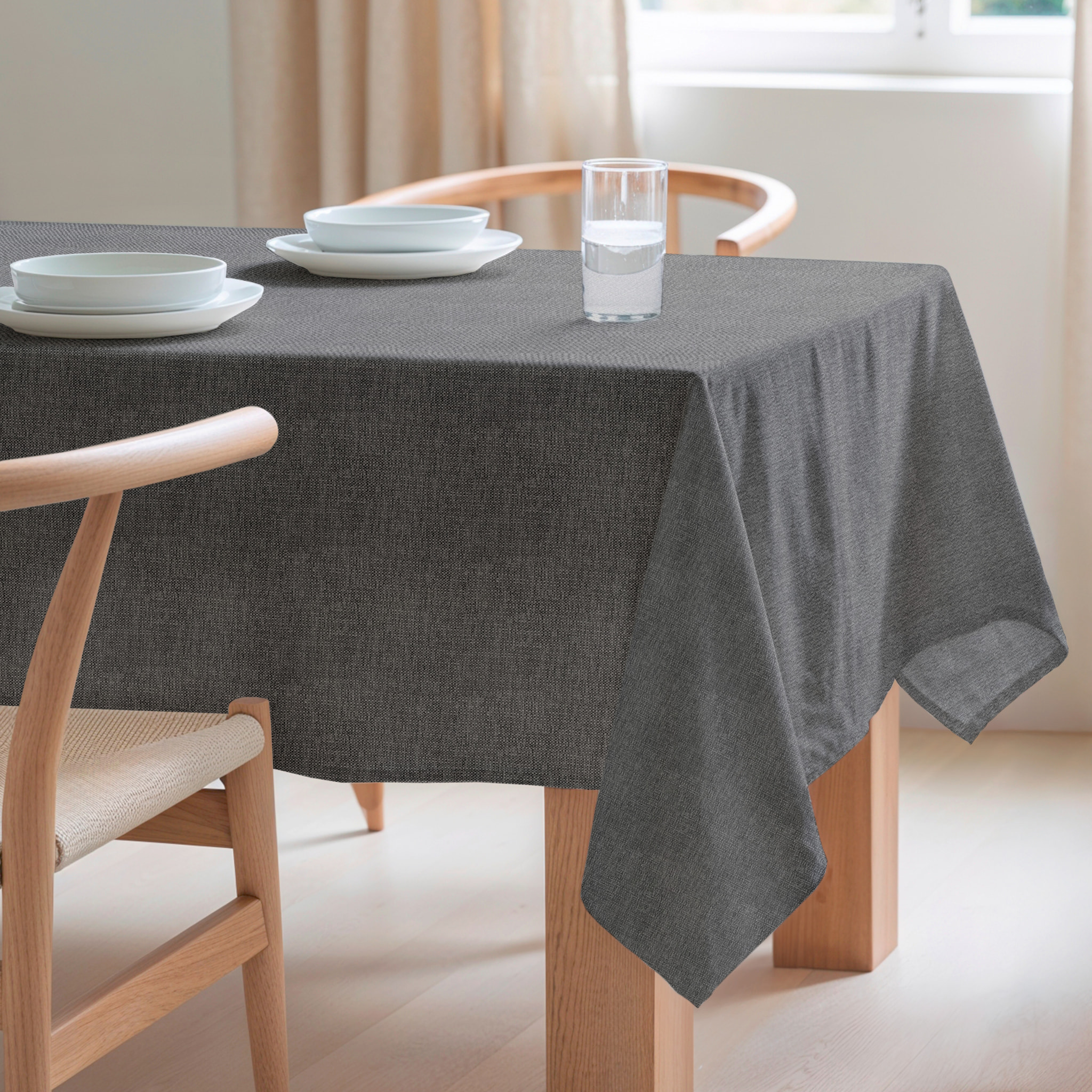 Nappe jacquard unie antitache Indra Grey