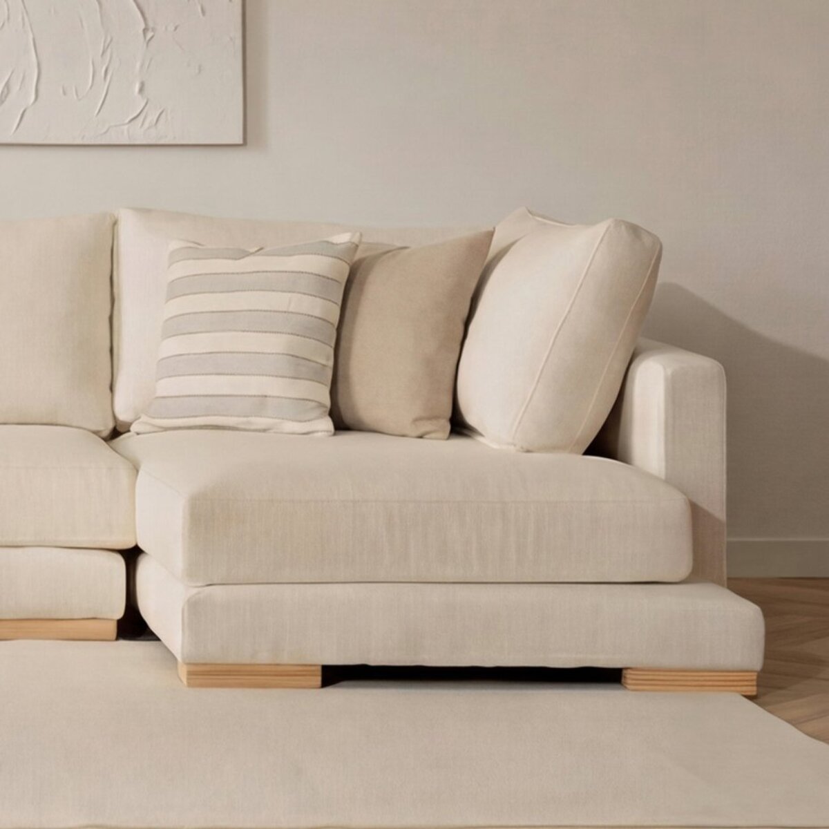 Canapé d'angle Luxor -textile,mousse pu,bois,panneau de particules-couleur beige 275 x 88 x 191 cm