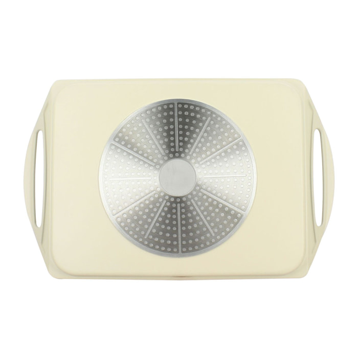 Plaque cuisson 44x27cm en fonte aluminium crème induction avec grille