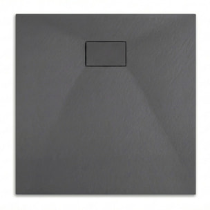 Essential 90x90 cm receveur de douche carré à poser SMC avec surface effet pierre, gris (CERAES9090DG)