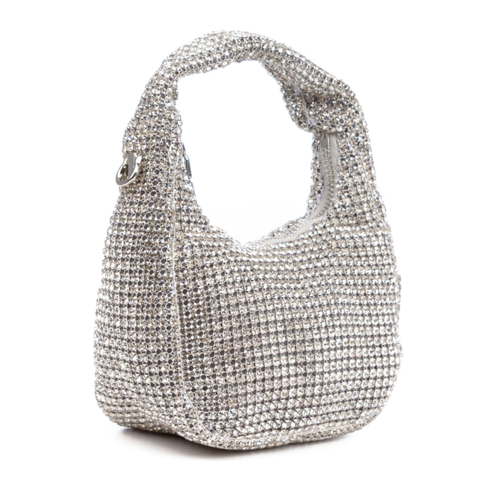 Borsa a mano da festa Baganza con embellishments in zirconia di grado 5A, design a diamante effetto brillante.