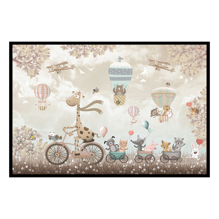 Affiche encadrée animaux montgolfière douce Affiche + cadre en métal - Noir