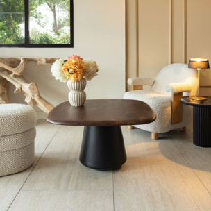 Table basse en bois de manguier et pied en métal noir OSLO