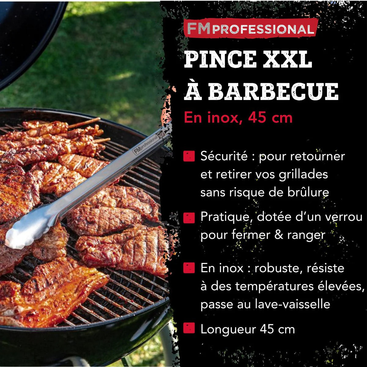 Pince à barbecue professionnelle 45 cm FM Professional