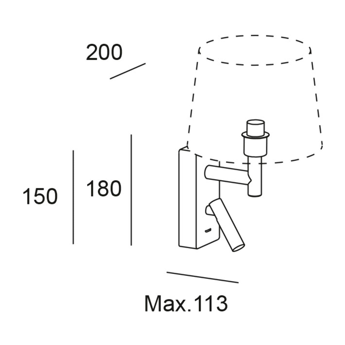LEDS C4 Aplique Metrica Shade Reader LED E27 17.3 Blanco cálido - 2700K ON-OFF Níquel satinado 137lm