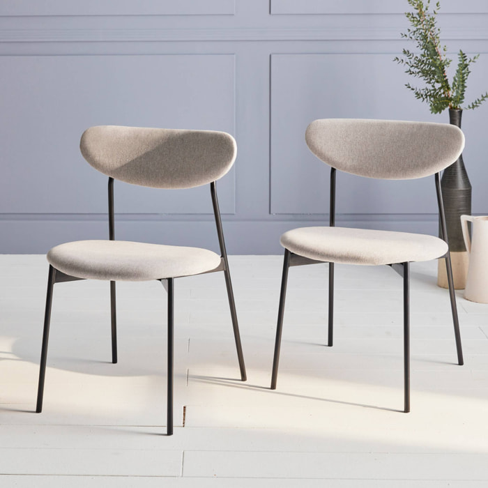 Lot de 2 chaises - Arty - scandinaves et vintage. assise et dossier gris clair. pieds en acier