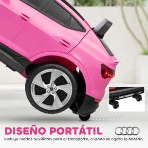 Coche Eléctrico para Niños de +3 Años Audi E-tron, Coche de Batería 12V con Mando a Distancia, Faros LED, Bocina, Música, USB, Apertura de Puerta y Velocidad 3-5 km/h, Rosa