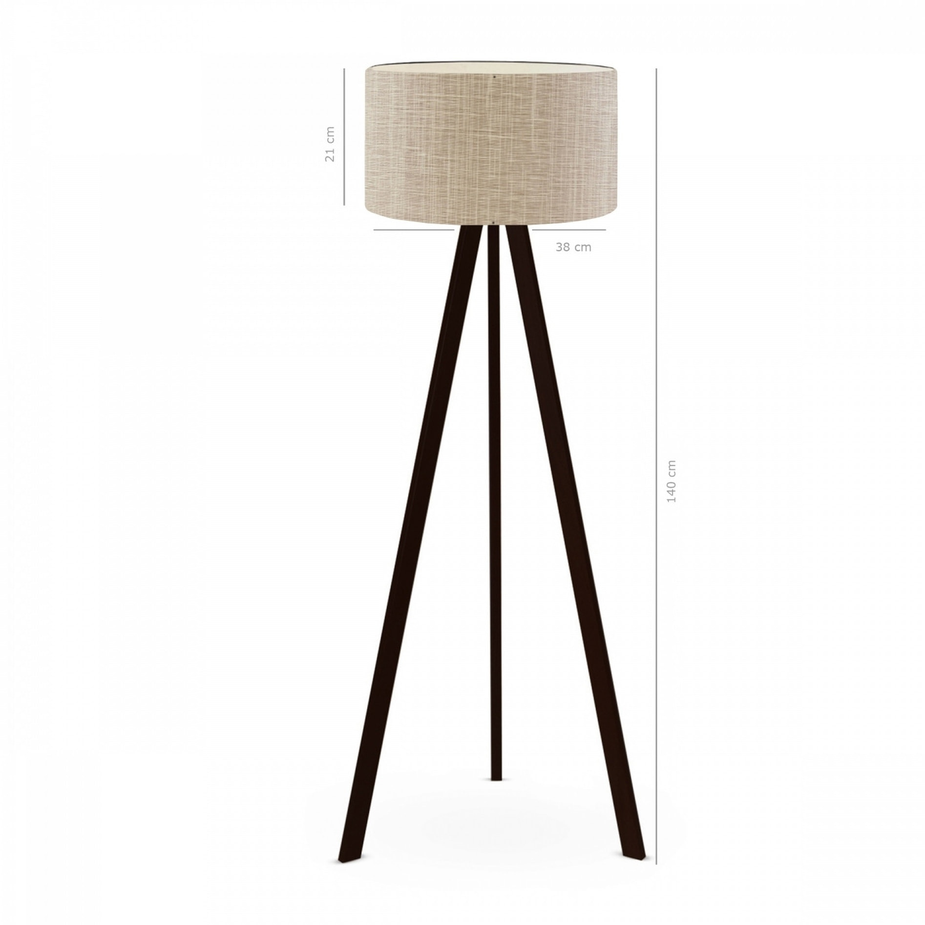 Lámpara de Pie H.140cm en PVC y Madera en color Beige