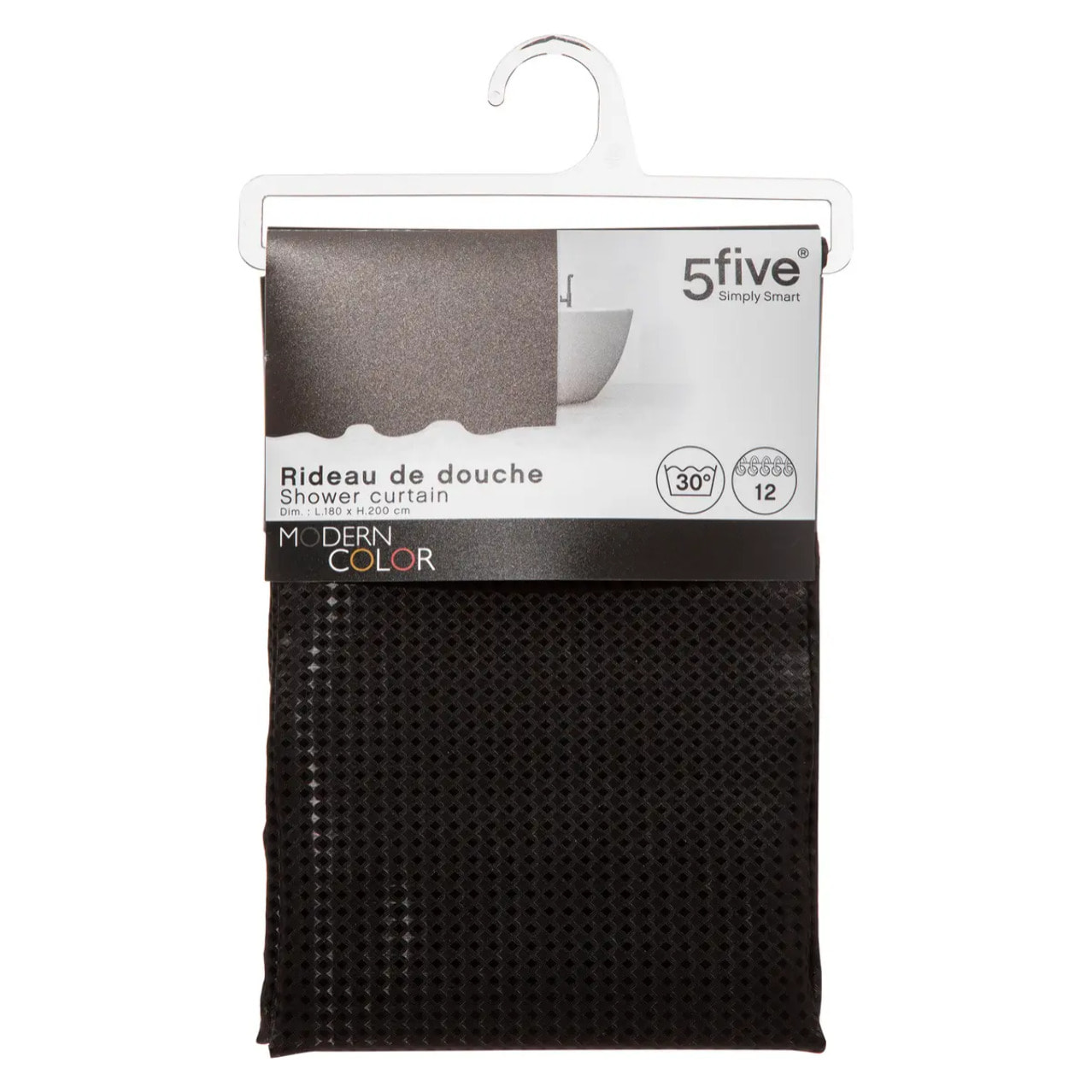 Rideau de douche 180x200cm Gris charbon Modern Color