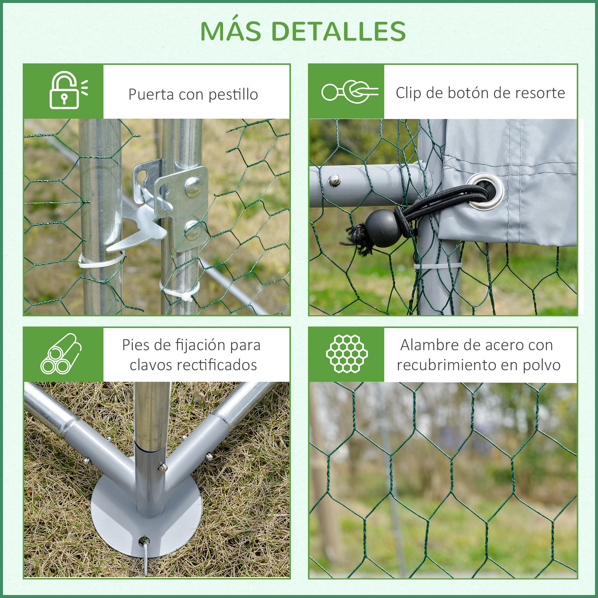 Gallinero para Exterior 2,8x3,8x1,97 m para 6-12 Gallinas de Acero Galvanizado