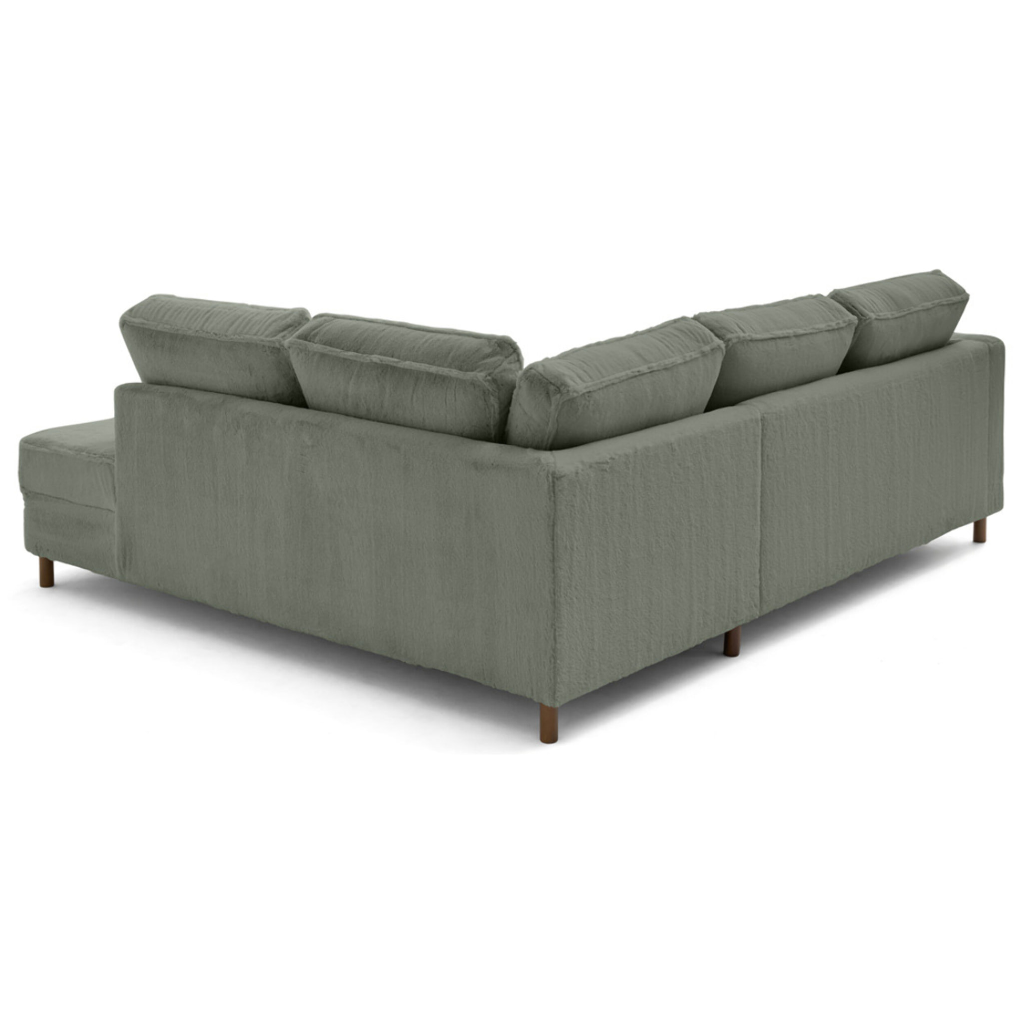 Jake - canapé d'angle droit 5 places convertible en fausse fourrure - Vert