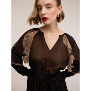 Motivi - Vestito in georgette e pizzo Smart Couture - Nero