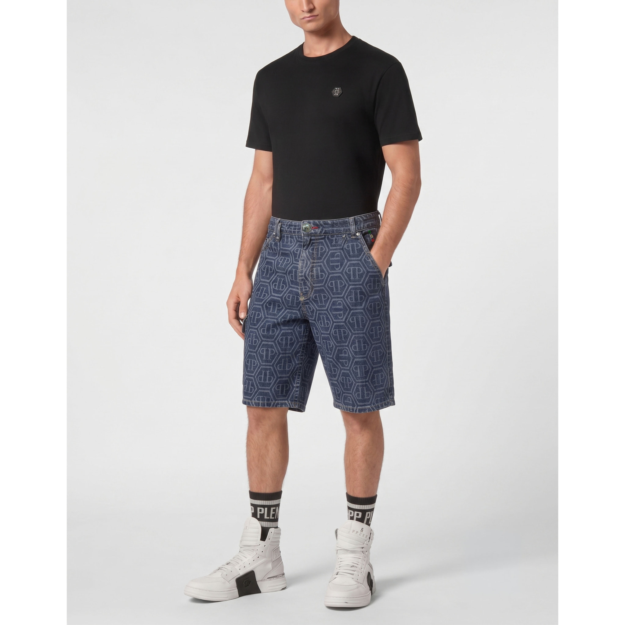 PHILIPP PLEIN Pantaloncini in denim Fermentera MONOGRAM