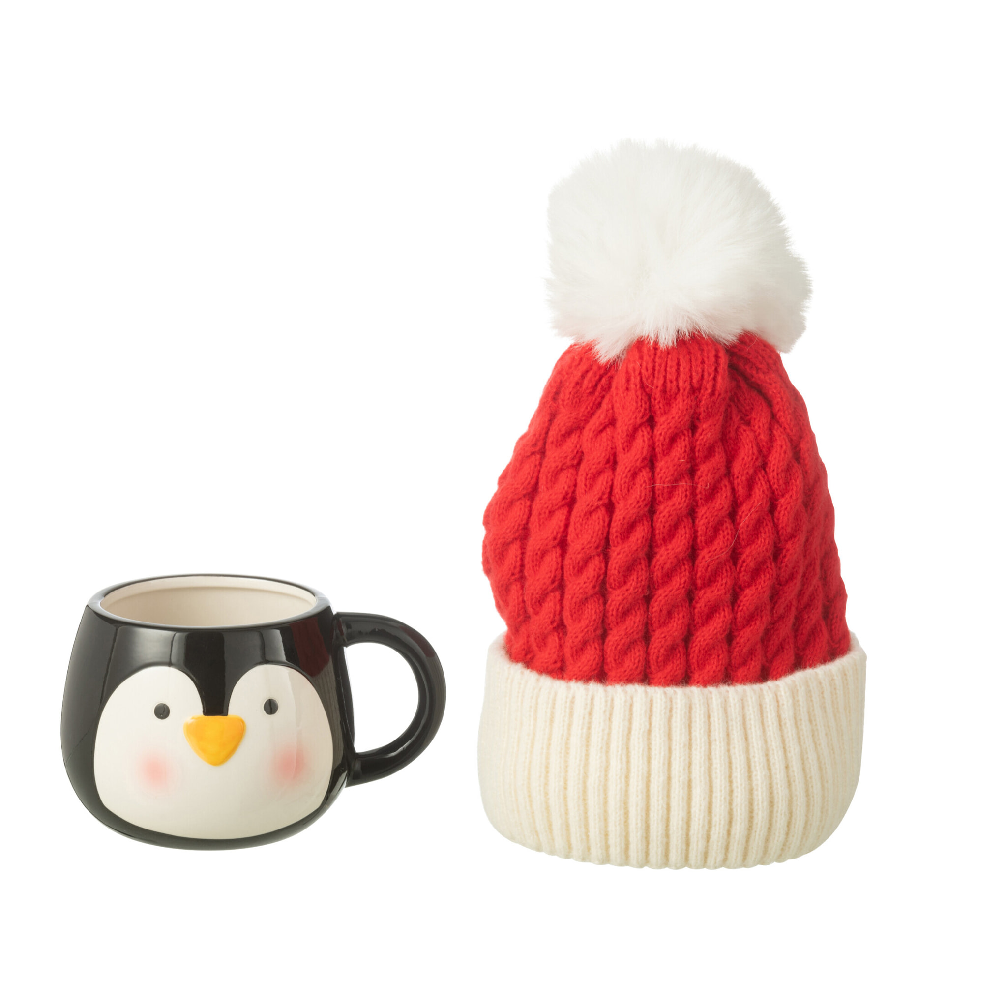 J-Line tasse + bonnet Pingouin - keramiek - mix - boîte cadeau