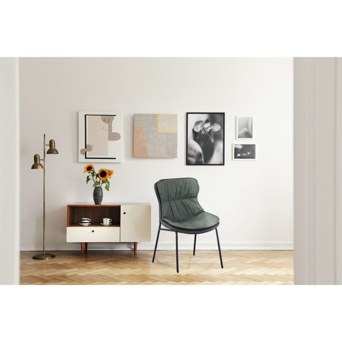 Sedia di design Brady in ecopelle verde e grigio scuro