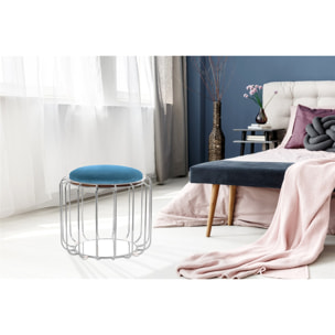 Tavolino e Pouf 2-in-1 Comfortable Petrolio e Argento