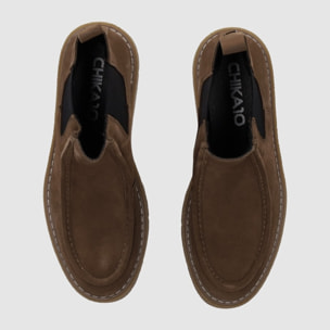 Botines de Serraje - Taupe - Tacón: Bajo