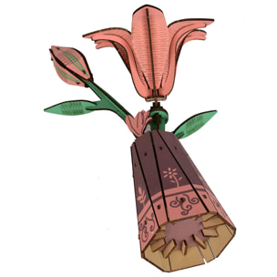 Maqueta 3D de madera. Jarrón con Lirio. 69 piezas.