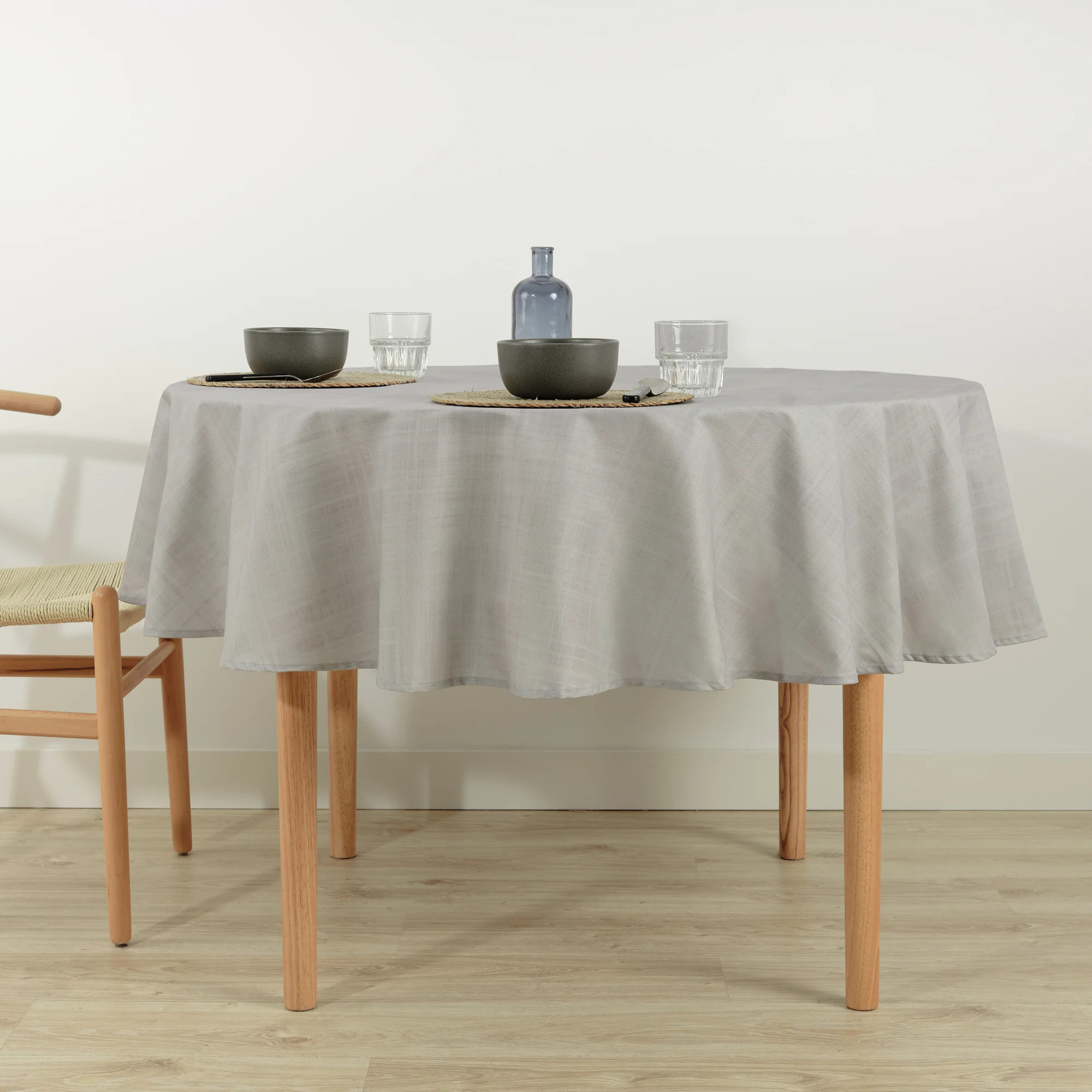 Nappe ronde en résine anti-taches Gris medio