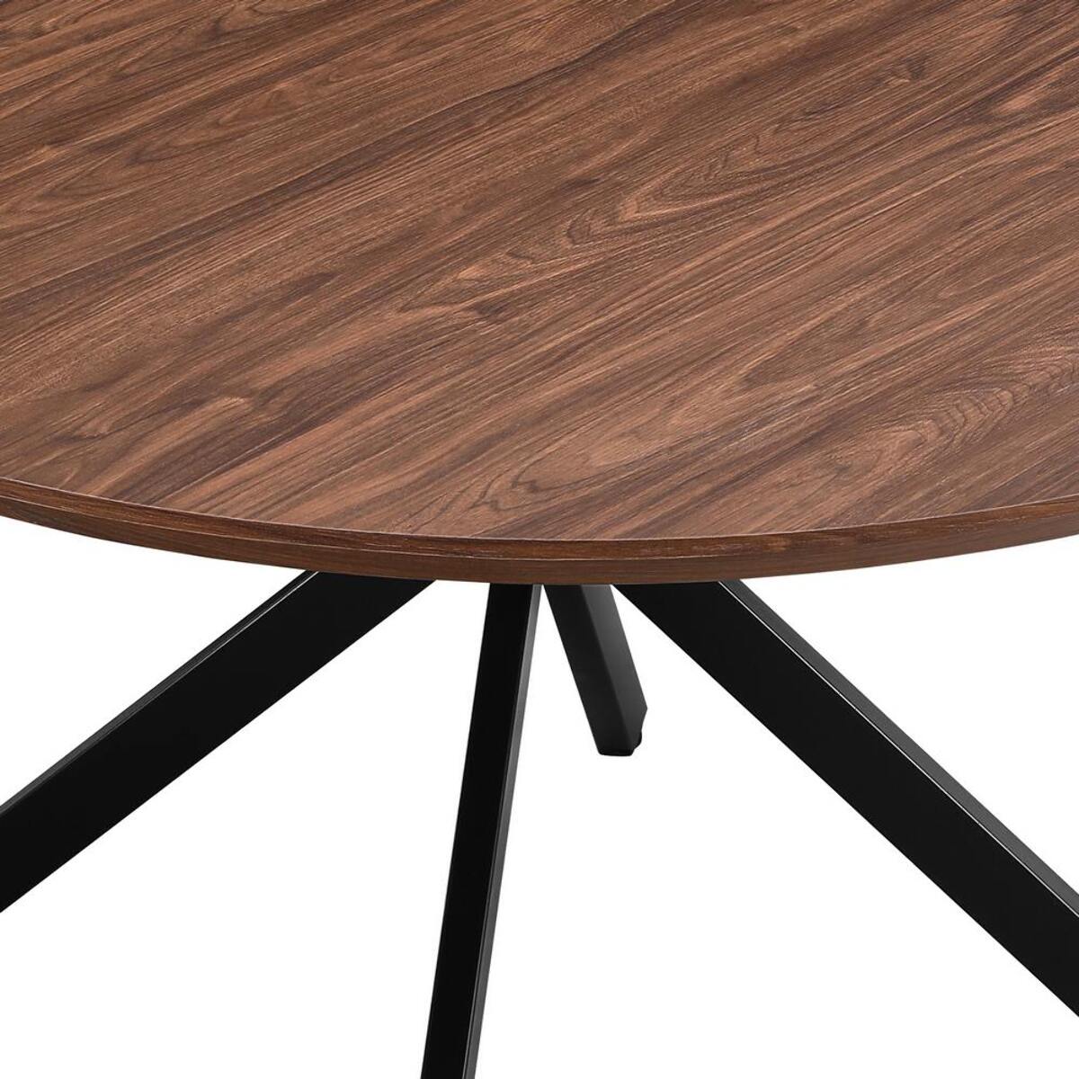 Tavolo tondo 140 cm con top effetto noce e gambe nere - Exten