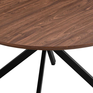 Tavolo tondo 140 cm con top effetto noce e gambe nere - Exten