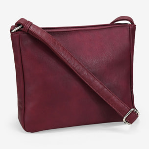 Bolso bandolera burdeos con solapa efecto serpiente