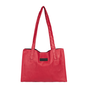 Shopping bag in similpelle con logo applicato