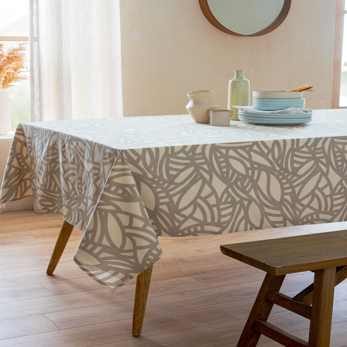 Nappe rectangulaire imprimée graphique - Beige