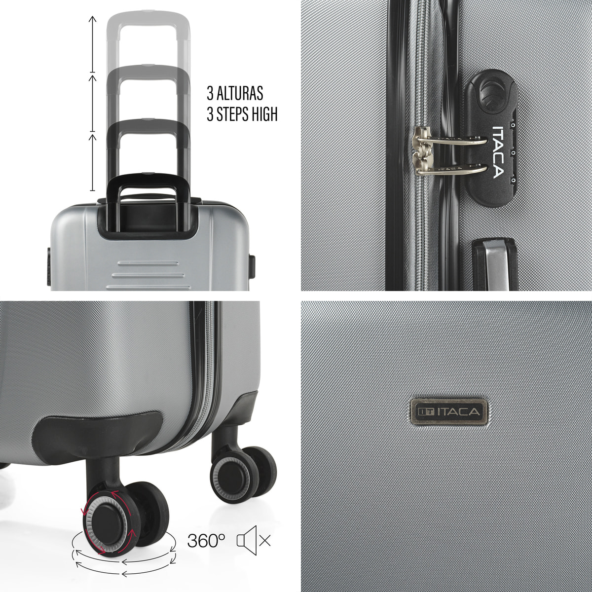 Maleta Itaca Tiber Set De 3 Unidades Plata