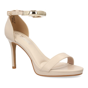 Sandalia tacón elegante fiesta cierre de hebilla.