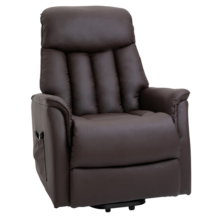 Fauteuil de relaxation électrique fauteuil releveur inclinable avec repose-pied ajustable revêtement synthétique tissu chocolat