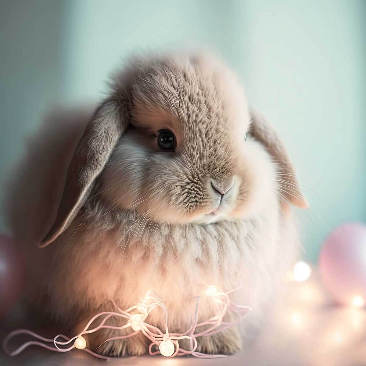Affiche enfant lapin lumineux  Affiche + cadre en bois - Noir