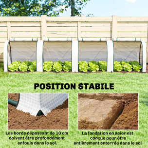 Serre tunnel jardin portes zippées bâche imperméable acier blanc