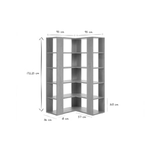 Bibliothèque étagère d'angle finition bois clair chêne L95 cm MUSSO