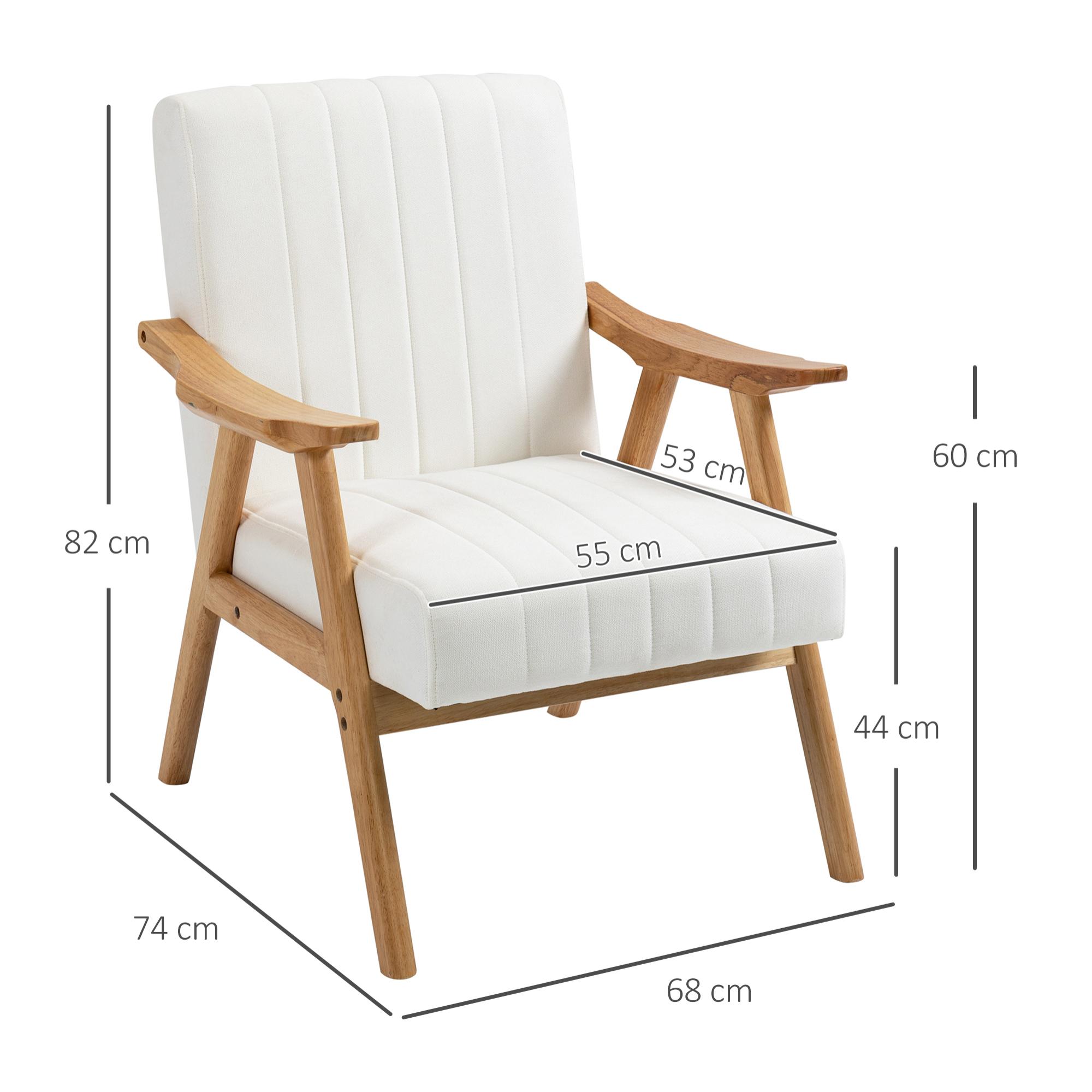 Butaca de Salón Sillón Relax Estilo Nórdico Tapizado en Terciopelo con Asiento y Respaldo Acolchados Patas de Madera para Oficina Dormitorio 68x74x82 cm Crema