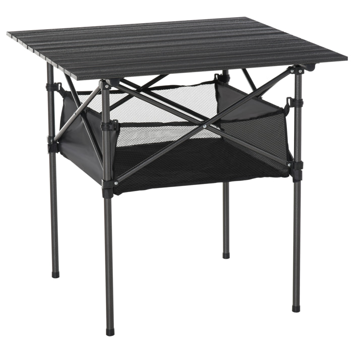 Table pliante table de camping table de jardin filet rangement + sac transport plateau alu. châssis métal époxy noir
