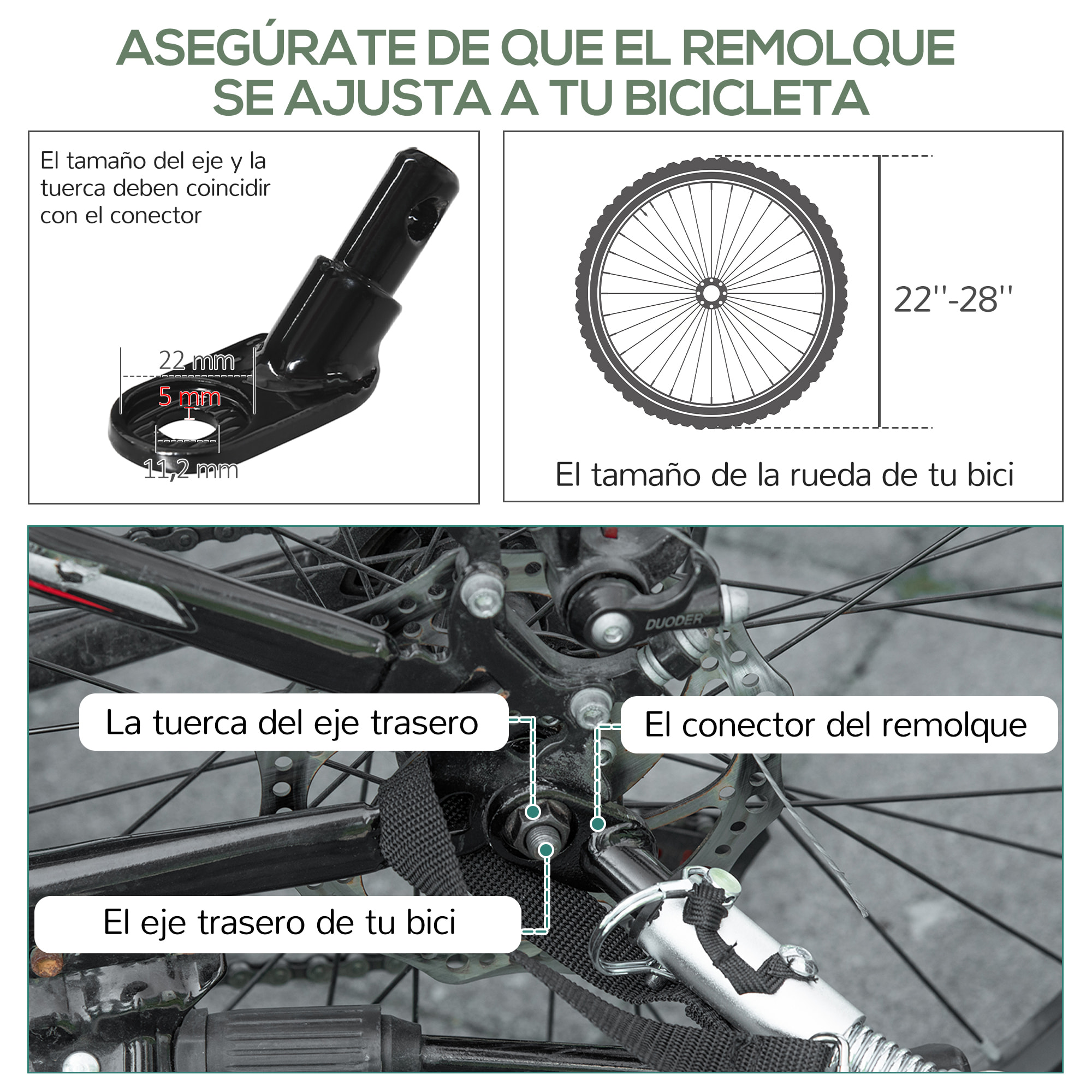 Remolque de Carga para Bicicleta Carro para Bicicleta Desmontable con 2 Ruedas Reflectores y Bandera Marco con Amortiguador Capacidad de 70L Carga 40 kg 125x64x53,5 cm Negro