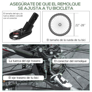 Remolque de Carga para Bicicleta Carro para Bicicleta Desmontable con 2 Ruedas Reflectores y Bandera Marco con Amortiguador Capacidad de 70L Carga 40 kg 125x64x53,5 cm Negro