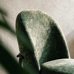 Lot de 2 chaises en tissu vert sapin et pieds métal noir - Noah