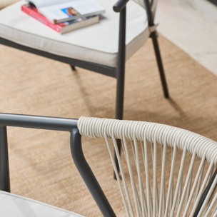 Fauteuil de jardin empilable acier et cordes (lot de 2) LIORA