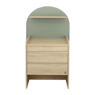 Commode à langer évolutive en bureau - décor bois chêne sépia forme arche