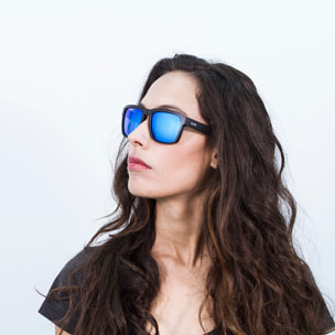 Gafas de sol OCEAN BIDART - Negro brillante / Revo azul