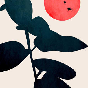 Affiche ""Coucher de lune"" Affiche + cadre en bois - Chêne