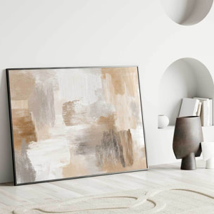Affiche encadrée peinture abstraite beige Affiche + cadre en métal - Noir